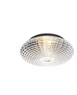 Stropné osvetlenie Klasické stropné svietidlo čierne s dymovým sklom 35 cm IP44 - Nohmi