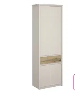 Šatníkové skrine KONDELA Karos 4D1S/70 šatníková skriňa so zásuvkou kašmír / dub evoke