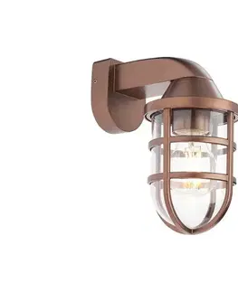 Svietidlá Redo 90206 - Vonkajšie nástenné svietidlo CAGE 1xE27/28W/230V IP44 meď 90206