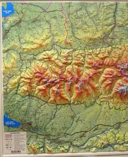 Slovensko a Česká republika Tatry reliéfna/nástenná mapa