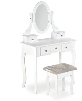 Toaletné stolíky HALMAR Sara toaletný stolík s taburetkou biela