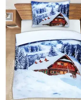 Obliečky 3D obliečky Polycotton Snežná Chalúpka 200x140cm+90x70cm TiaHome
