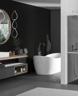 Sprchové dvere MEXEN/S - Kioto+ L Sprchová zástena WALK-IN s poličkou a držiakom uterákov 100 x 200, grafit, chróm 800-100-123-01-40