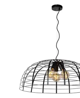 Svietidlá Lucide 45449/76/30 - Luster na lanku ELODIE 3xE27/40W/230V čierna 45449/76/30