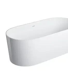 Vane OMNIRES - OVO PZ+ voľne stojaca vaňa s prepadom 160 x 75 cm, biely lesk OVO160WWZPBP