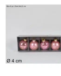 Vianočné ozdoby MAKRO - Gule vianočné ružové 6ks