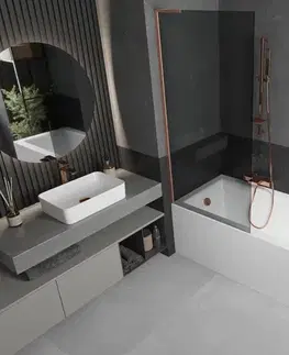 Sprchové dvere MEXEN/S - Next L vaňová zástena FIX 80 x 150, grafit, meď kartáčovaná 895-080-000-03-40-65