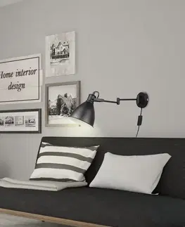 Bodové svetlá Nástenná lampa čierna nastaviteľná 1xE27 Espera