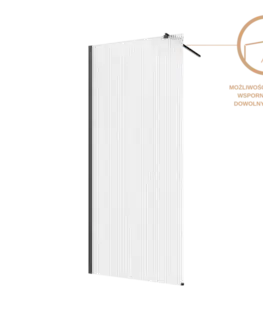 Sprchovacie kúty INVENA - Walk-in II Trend 120x200cm, ryhovaná 8mm shiny-gl. čierna AK-32-125-S