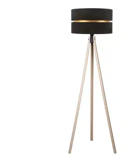 Lampy  - Stojacia lampa DUO 1xE27/60W/230V pr. 44 cm čierna/béžová AS0463+DU83525