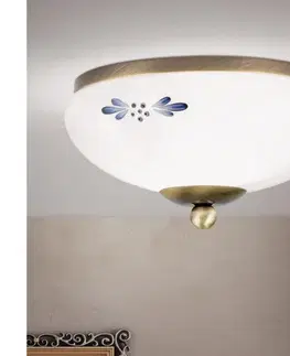 Svietidlá Orion DL 7-672 - Stropné svietidlo LANDHAUS 1xE27/60W/230V pr. 21 cm bronz/biela DL 7-672 Patina/opal-blau