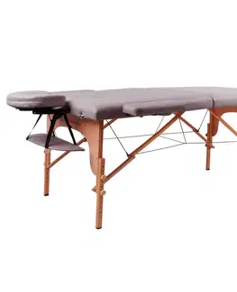 Masážne stoly a stoličky Masážne lehátko inSPORTline Taisage 186x70x62-84 cm 2-dielne drevené šedá