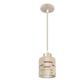 Svietidlá  Závesný luster na lanku ELEN 1xE27/35W/230V béžová/zlatá ELEN PENDANT LIGHT BEIGE