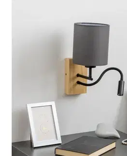 Svietidlá BRILAGI - LED Nástenná lampa NUBILA WOOD 1xE27/25W/230V + LED/3W dub/antracit BG1564+BG1574