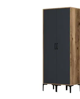 Šatňové skrine Šatníková skriňa Kumsal SS - Walnut, Anthracite