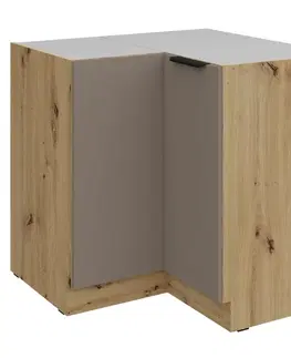 Kuchynské dolné skrinky KONDELA Frisbo 90x90 DN 2F BB dolná rohová kuchynská skrinka sandgrau / dub artisan