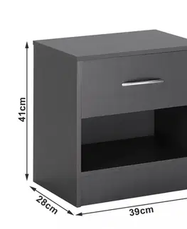 Nočné a toaletné stolíky Nočný stolík 1 ks D06421 antracit Dekorhome
