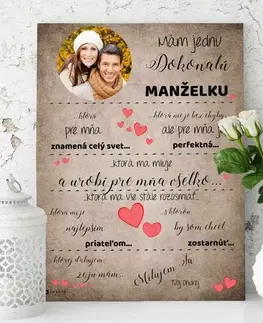 Tabuľky s venovaním (darčeky) Darčeky pre ženu - Zamilovaný obraz s fotkou pre vašu manželku