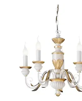 Svietidlá Ideal Lux - Luster na reťazi FIRENZE 5xE14/40W/230V pr. 55 cm biela/zlatá