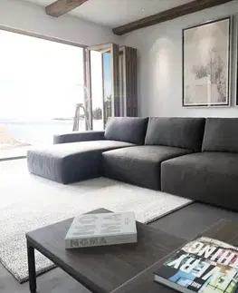 Rohové sedacie súpravy DELIFE Rohová pohovka Lanzo XL 380x180 cm imitácia kože vintage antracitová variabilné ležadlo