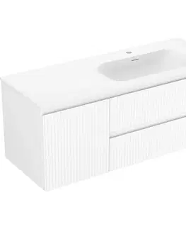 Kúpeľňový nábytok MEXEN/S - Rivel kúpeľňová skrinka 120 cm s umývadlom Vela pravá, 2S, 1D, reliéf, biela mat 91A23-12047-3-BBFFF01-W23P01