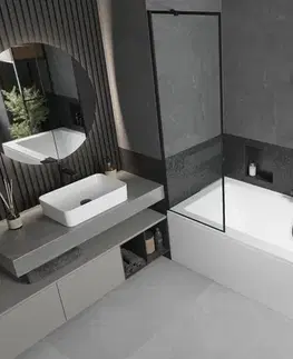 Sprchové dvere MEXEN/S - Cube obdĺžniková vaňa 170 x 80 cm s panelom + vaňová zástena 60, čierna vzor 550517080X9506007070
