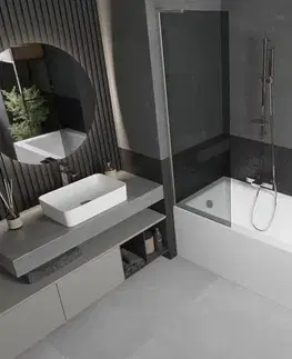 Sprchové dvere MEXEN/S - Next L vaňová zástena FIX 60 x 150, grafit, nikel kartáčovaná 895-060-000-03-40-97