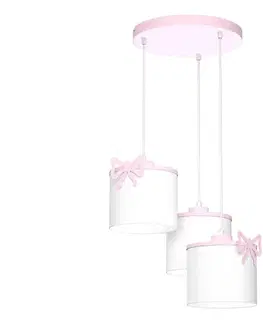 Svietidlá  Detský luster na lanku SWEET 3xE27/15W/230V biela/ružová/mašličky 9436