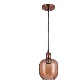 Svietidlá BRILAGI - LED luster na lanku R GLASS 1xE27/60W/230V pr. 14 cm medená/dymová hnedá NSTK7703+AI0179