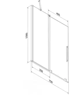 Sprchové dvere MEXEN/S - Velar dvojkrídlová posuvná vaňová zástena 75 x 150, dekor, zlatá 896-075-000-31-50