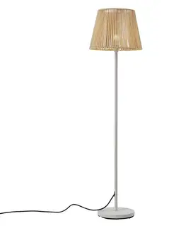 Vonkajšie stojanové svietidlá Vonkajšia stojaca lampa biela s béžovým lanovým tienidlom IP44 - Virginia Jayla