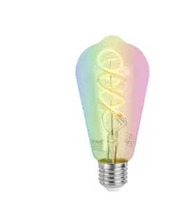 LED osvetlenie Inteligentné stmievateľné LED žiarovky E27 ST64 číre RGBW 4W 250lm 2700K