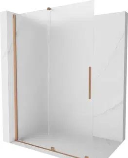 Sprchové dvere MEXEN/S - Velar Sprchová zástena posuvná Walk-in 140 x 200, dekor 8 mm, meď kartáčovaná 871-140-000-33-65