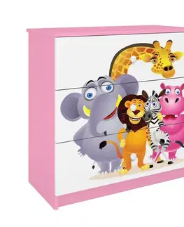 Komody so zásuvkami Detská komoda Babydreams ružová – Zoo