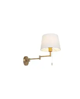 Nástenné osvetlenie Bronzová nástenná lampa s bielym tienidlom a nastaviteľným ramenom - Ladas Deluxe