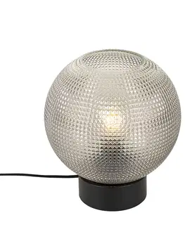 Stolné lampy Dizajnová stolná lampa čierna s dymovým sklom - Chico