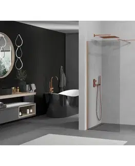 Sprchové dvere MEXEN/S - Kyoto Sprchová zástena WALK-IN 110 x 110, transparent, meď kartáčovaná 800-110-202-65-00-110