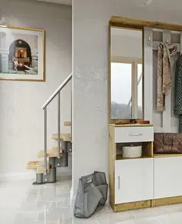 Predsieňové zostavy MÁŠA SET 1 predsieňová zostava, biela / dub Artisan