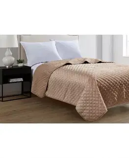 Prehozy na posteľ Prikrývka na posteľ Velvet D3 béžová 170x220