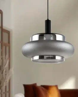 Stropná svetla Lampa wisząca Brizi szklana czarna z dymionym kloszem do jadalni nad stół
