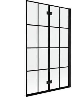 Sprchové dvere MEXEN - MIST vaňová zástena 110x150 cm 6mm 2-s, čierna, dekor, pravá 8A9-110-002-70-77-P