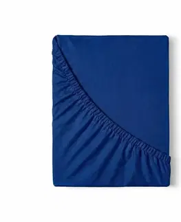 Plachty Kvalitex Saténové prestieradlo s gumou tmavomodrá, 100 x 200 cm