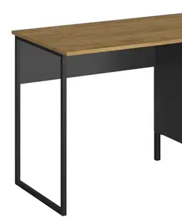 Písacie a pracovné stoly KONDELA Santana 1D1S/120 pc stôl dub craft zlatý / antracit
