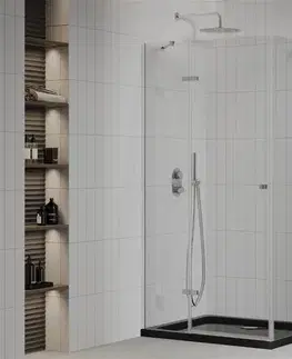 Vane MEXEN/S - Roma sprchovací kút 100x90, transparent, chróm + čierna vanička so sifónom 854-100-090-01-00-4070