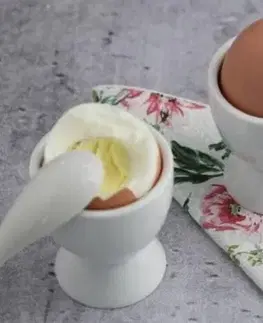 Misky na vajíčka Kinekus Stojan na vajíčko s lyžičkou, balenie 2 ks, porcelán