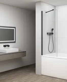 Sprchové dvere POLYSAN - FISA vaňová zástena 600x1500, čierna matná, číre sklo FS1062-B