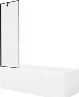 Sprchové dvere MEXEN/S - Cubik obdĺžniková vaňa 170 x 70 cm s panelom + vaňová zástena 60, čierna vzor 550317070X9506007070