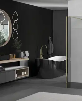 Sprchové dvere MEXEN/S - Kioto Sprchová zástena WALK-IN voľne stojaca 110 x 30 x 30, transparent, zlatá 800-110-030-222-50-00-030