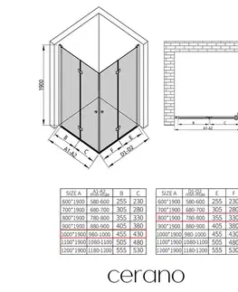 Sprchovacie kúty CERANO - Sprchovací kút Volpe Duo Ľ/P - 6 mm - chróm, transparentné sklo - 100x80x190 - zalamovacie CER-480196