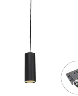 Koľajnicové svetelné systémy Dizajnová závesná lampa čierna vrátane 3-fázového koľajnicového adaptéra - 3-fázové Tubo